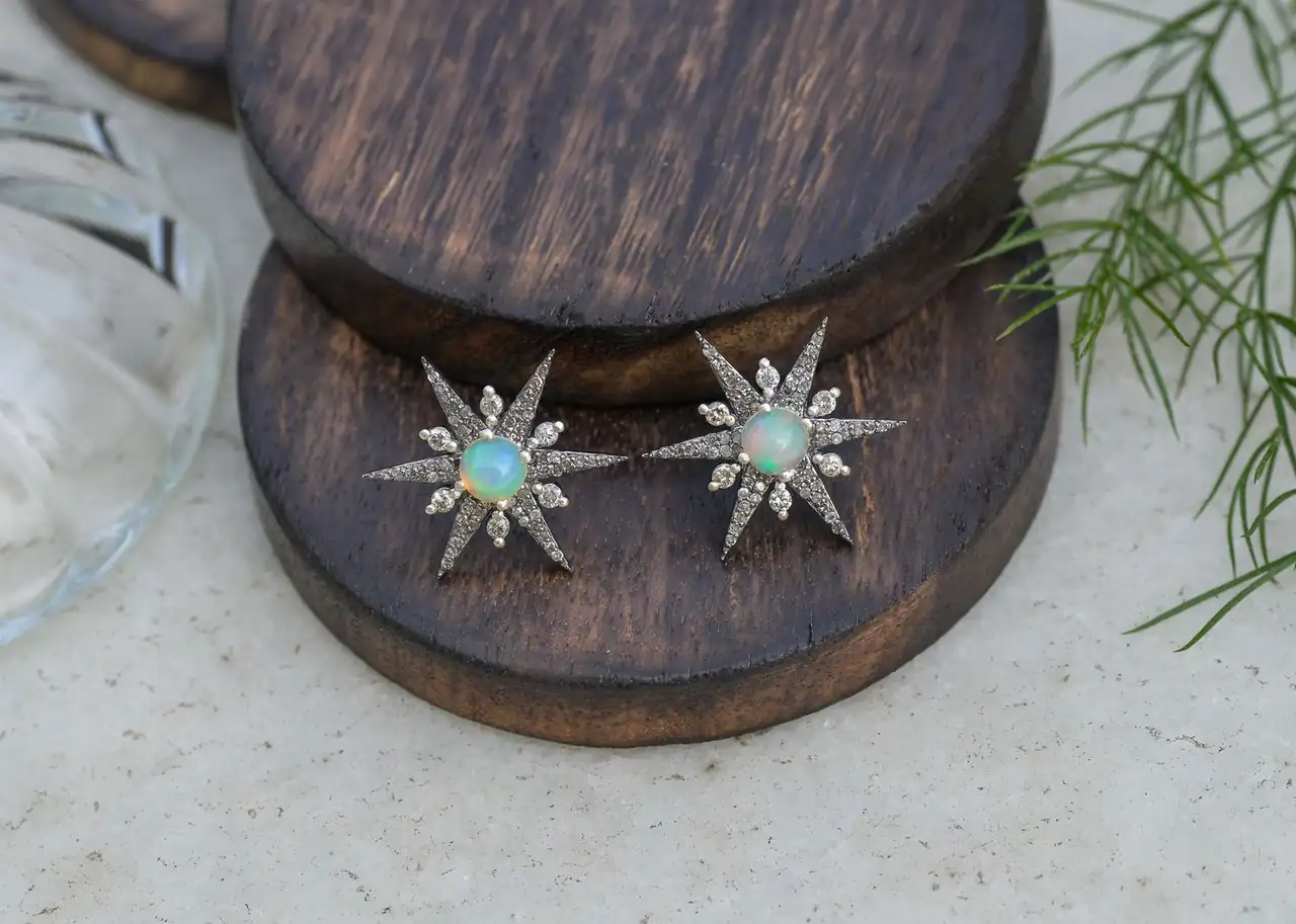 Exquisite Australian Black Opal earrings